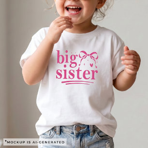 Camisa de Irmã Mais Velha com Laço Rosa Combinando
