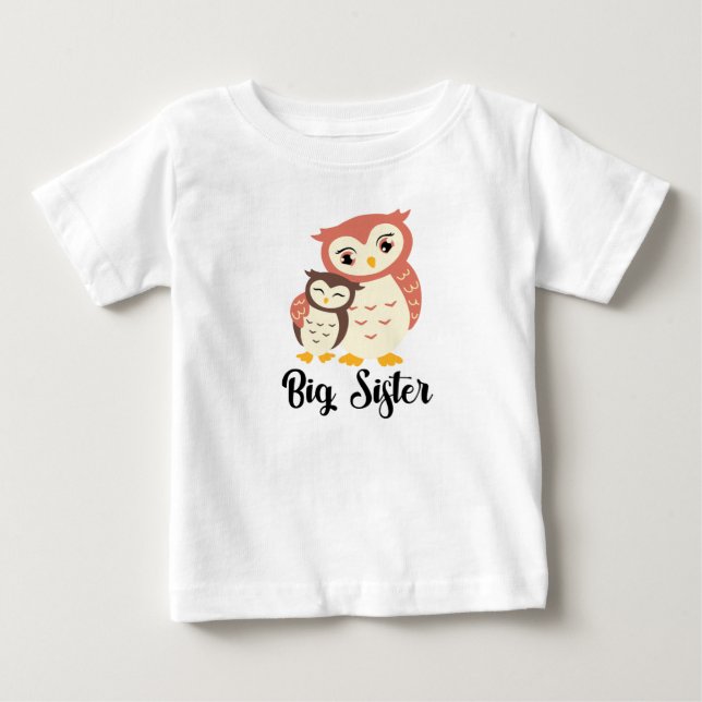 Camisa de Irmã Mais Velha de Coruja Fofa para Meni (Frente)