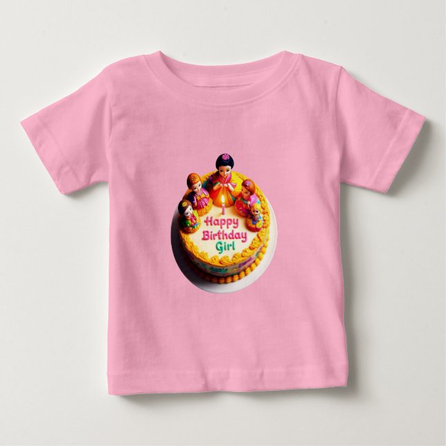 Camisa de Jersey Fino de Bebê "Happy Birthday Girl (Frente)