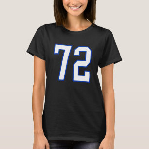 Camisa de jogador branca e azul real número 72 Uni