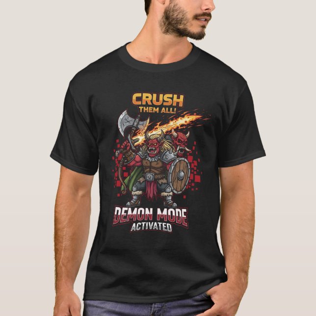 Camisa de jogos ativada no modo demônio engraçado  (Frente)