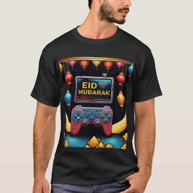 Camisa de jogos da Pixel Art Eid Mubarak (Frente)