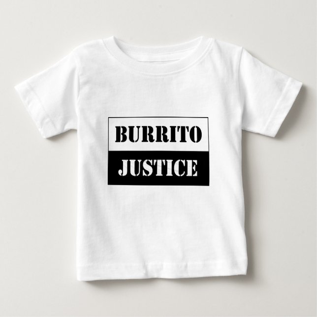 camisa de justiça de burrito preto em branco (Frente)
