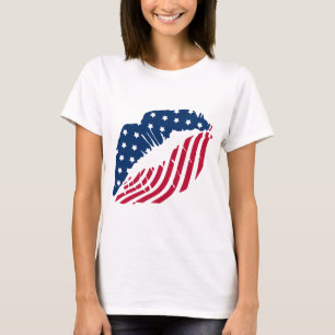 Camisa de Lábios Vermelhos e Azuis