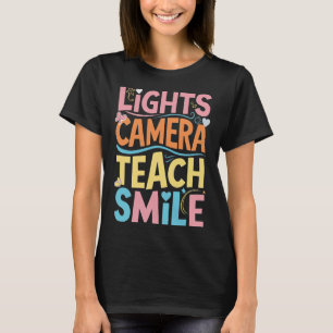 Camisa de Leve Câmera Ensine Sorriso Camisa Divert