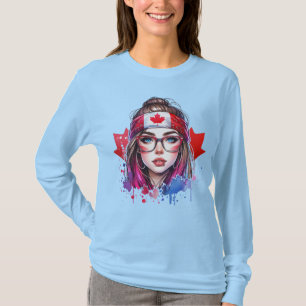 Camisa De Leve Longa Da Garota Canadense