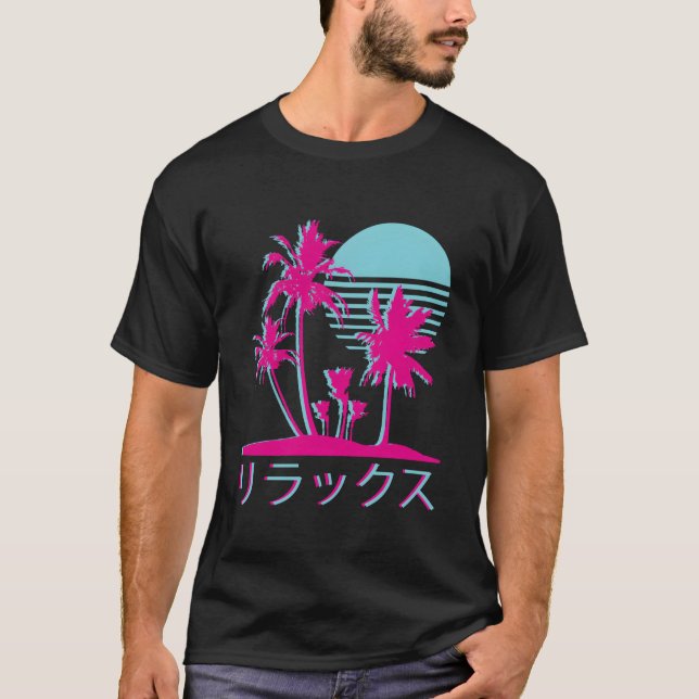Camisa De Leve Longa De Vaporwave Estética, Retro  (Frente)