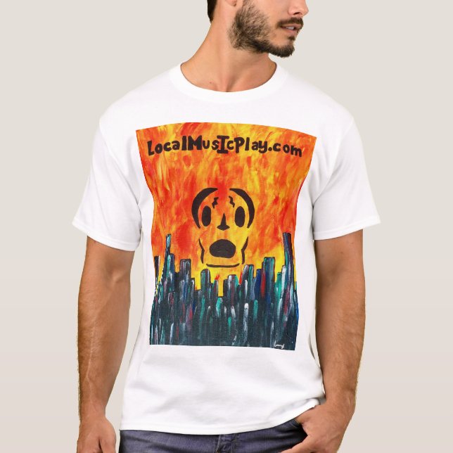 camisa de Localmusicplay.com. Cidade do fogo (Frente)