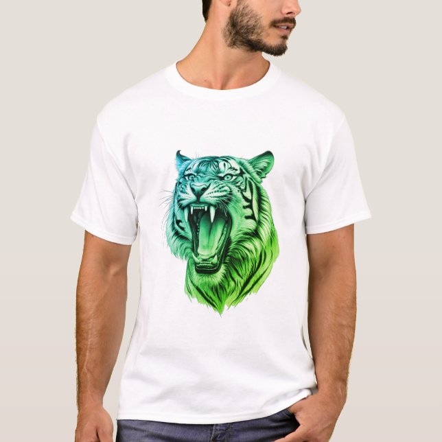 Camisa De Luxo Colorida De Leão Irritado (Frente)