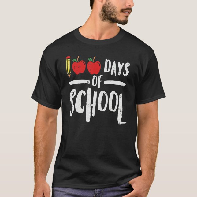 Camisa de Maçã dos 100 Dias de Escola Dia 100 Prof (Frente)