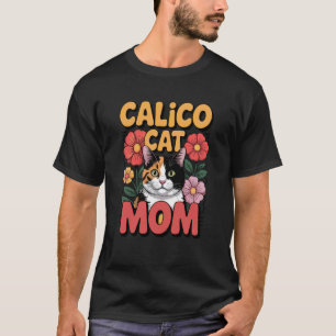 Camisa de Mãe de Gato Calico Vintage com Flores De