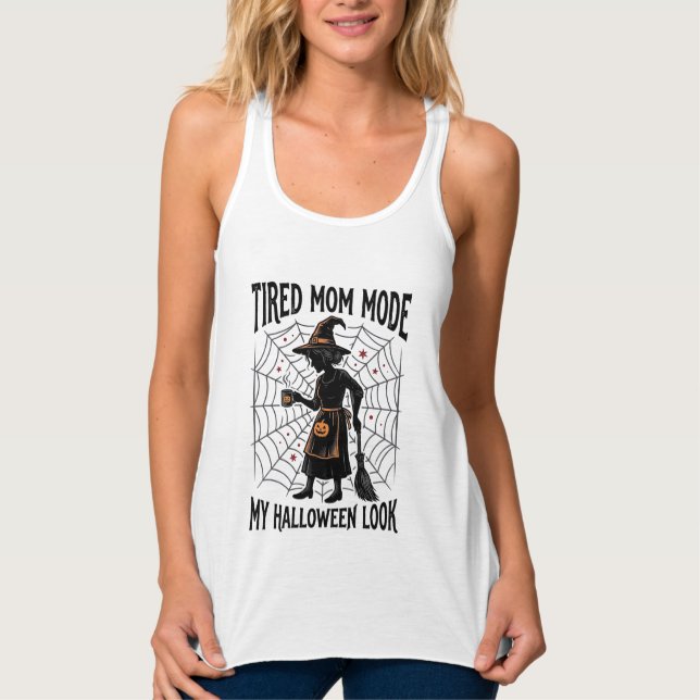 Camisa de Mãe de Halloween Fantasia Cansada Gráfic (Frente)