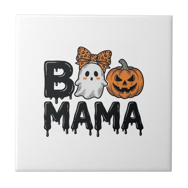 Camisa de Mãe Fantasma de Halloween Abóbora Boo Ma (Frente)