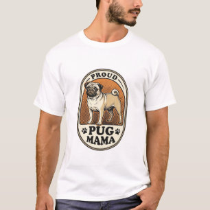 Camisa de Mãe Pug com Gravação Vintage Gráfico de