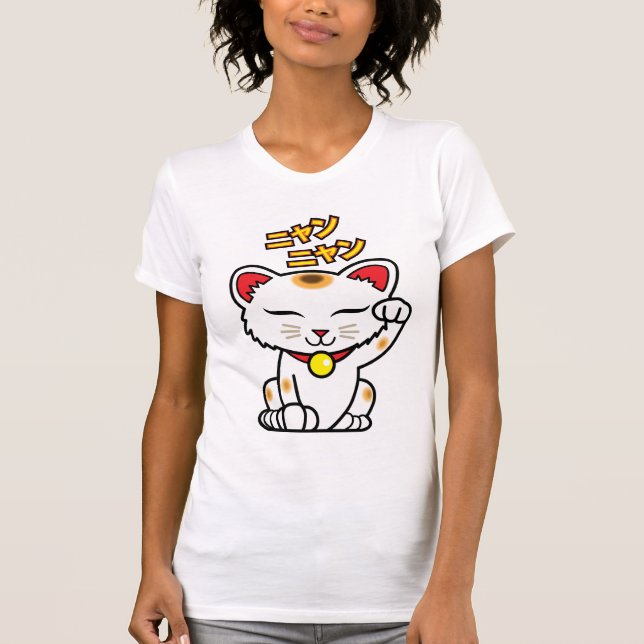 Camisa de Maneki Neko (gato afortunado japonês) (Frente)