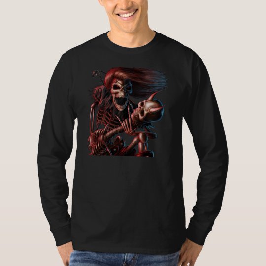 Camisa de manga comprida Caveira Guitarrista