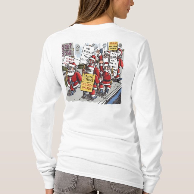 camisa de manga longa branca para mulheres Santa S (Verso)