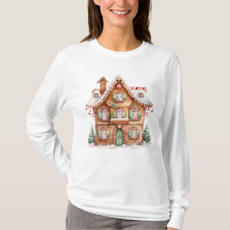 Camisa de Manga Longa Casa de Biscoito de Gengibre