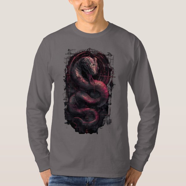 Camisa de manga longa Cyber Serpent Dark Fantasy G (Frente)