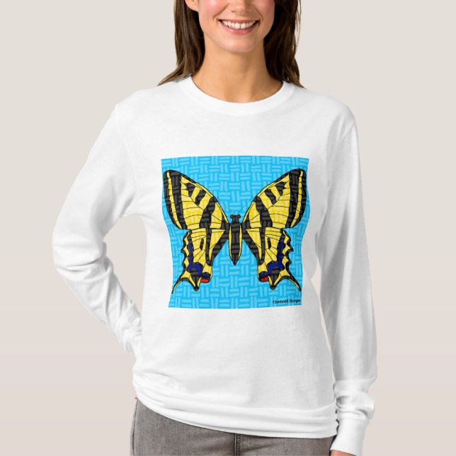 Camisa de manga longa feminina Swallowtail (branca (Frente)