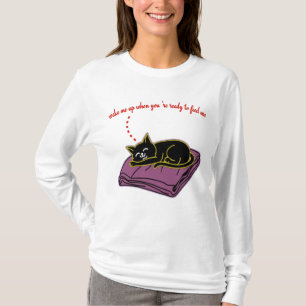 Camisa de Manga Longa Gato Preto Dormindo Divertid