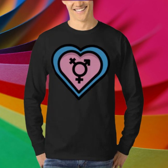 Camisa de Manga Longa Heart of Trans Pride (Criador carregado)