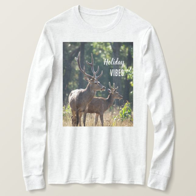 Camisa de manga longa Holiday Vibes Deers (Frente do Design)