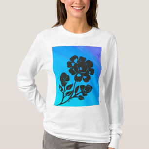 Camisa de manga longa Rosa azul, de uso feminino