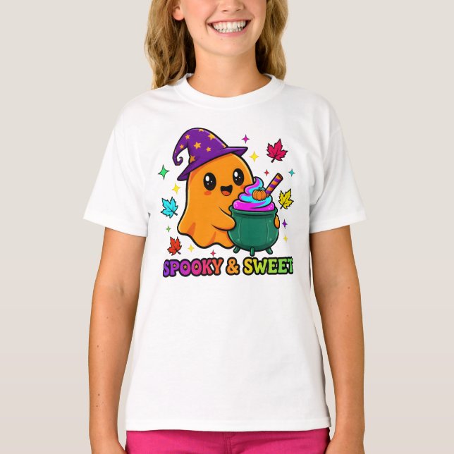 Camisa de Manga Longa Spooky & Sweet com Feiticeir (Frente)