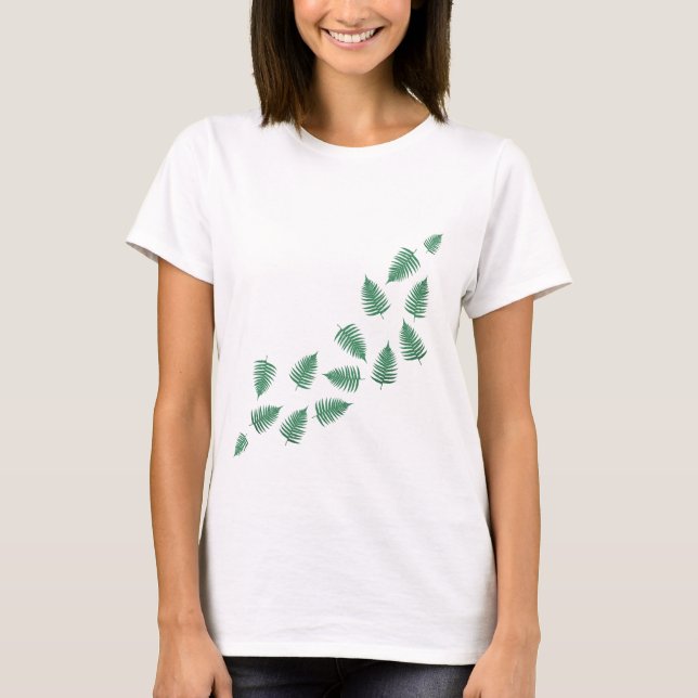 Camisa de Mangas Longas Stylish Green Fern Plants  (Frente)