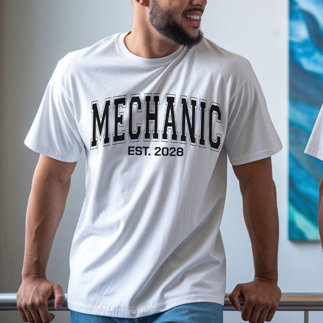 Camisa de Mecânico Masculina, Camisa Personalizada (men’s mechanic t-shirt, car mechanic shirt, auto repair t-shirt, personalized mechanic shirt,)