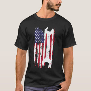 Camisa de mecânico masculina da bandeira americana