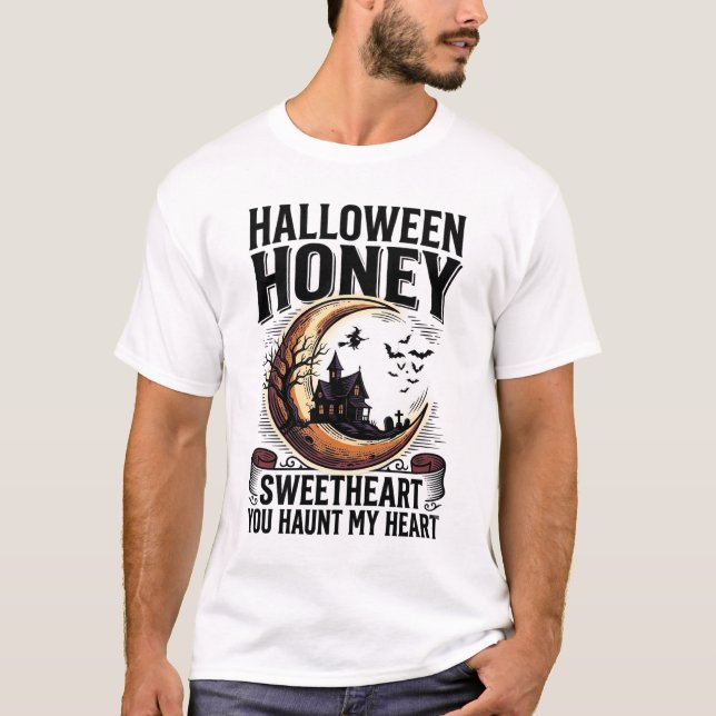 Camisa de Mel de Halloween Doce Design de Amor Ass (Frente)
