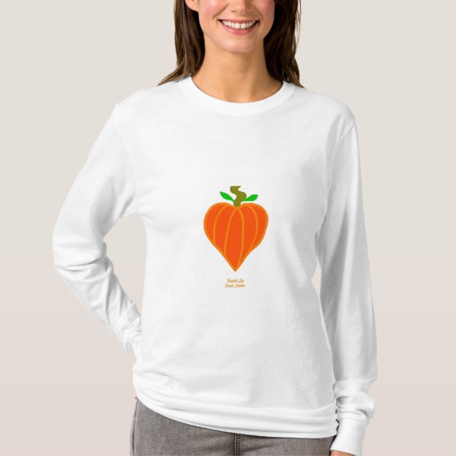 Camisa de Mel Longa das Mulheres do Coração da Bom (Frente)