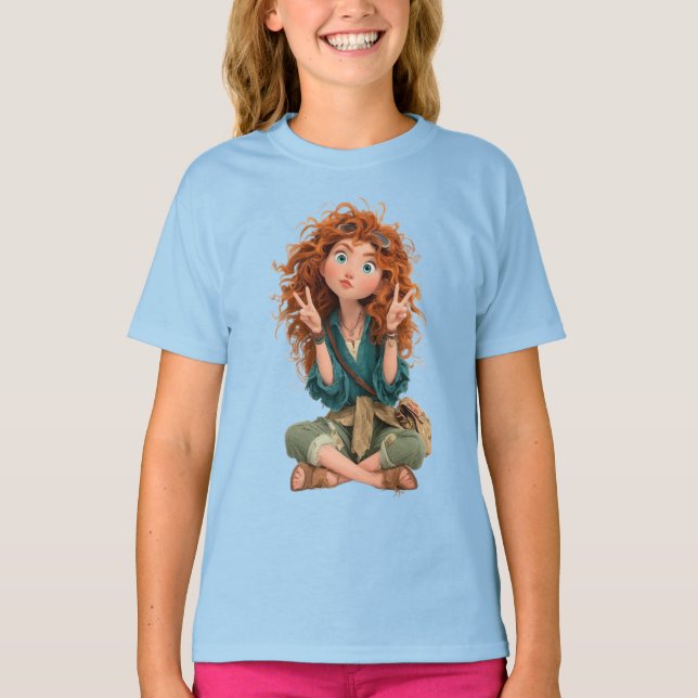 Camisa de menina com cor azul (Frente)