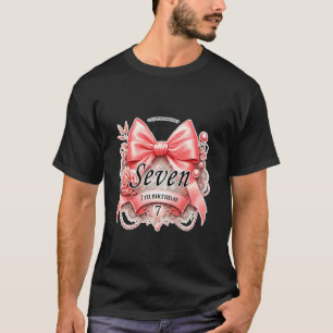 Camisa de Menina de Aniversário de 7 Anos com Laço