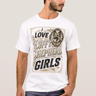 Camisa de Menina Pastor Alemão Vintage Gravação Cã