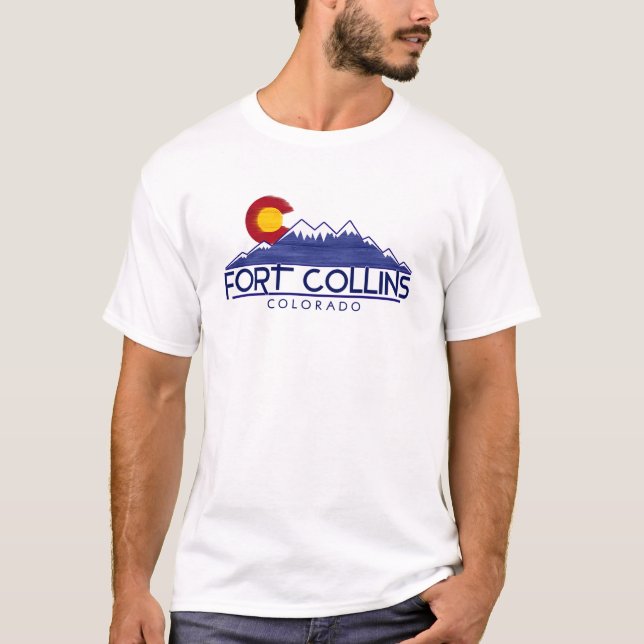 Camisa de montanhas de madeira Fort Collins Colora (Frente)