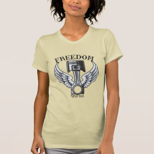 Camisa de moto antiga pistões asas liberdade