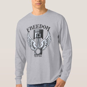 Camisa de moto vintage pistões asas liberdade