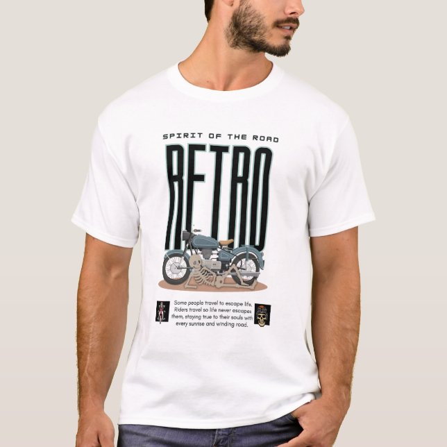 Camisa de Motociclista Retro – Espírito da Estrada (Frente)
