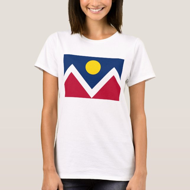 Camisa de Mulheres com Bandeira de Denver, Estado  (Frente)