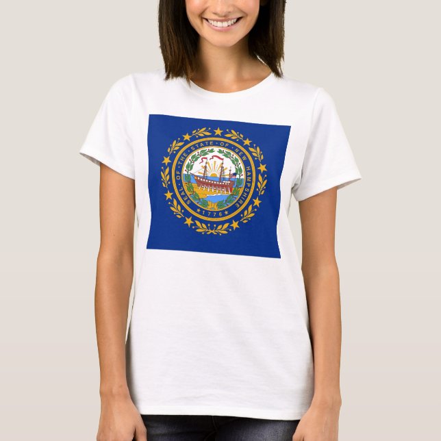 Camisa de mulheres com bandeira de New Hampshire (Frente)