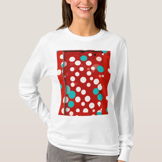 camisa de mulheres com design de folka vermelha (Frente)