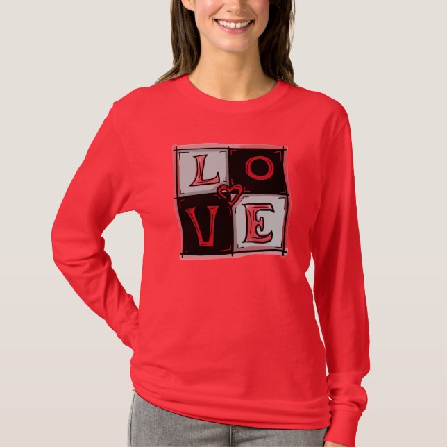 Camisa de mulheres quadradas de amor (Frente)