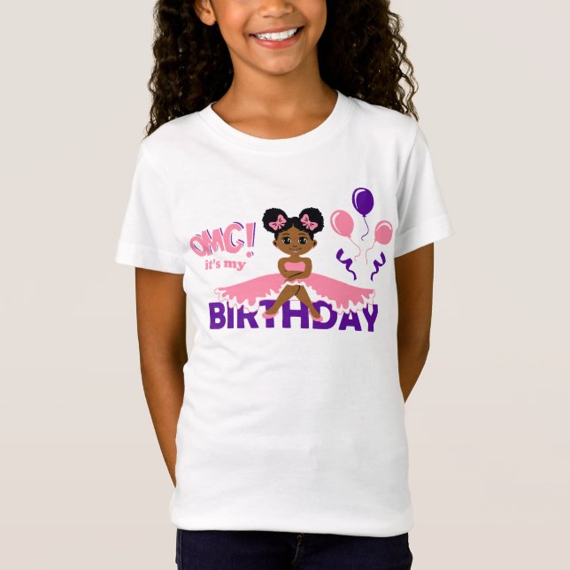Camisa De Nascimento Afro-Puff Rosa (Frente)