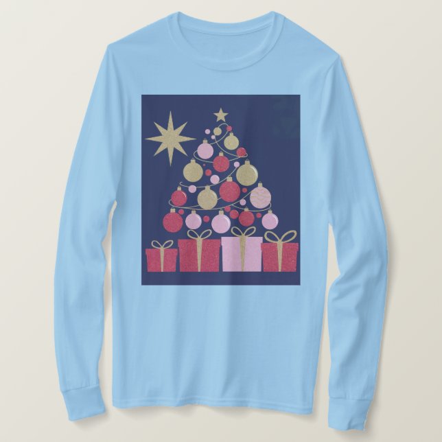 Camisa de Natal Azul Luxe (Frente do Design)