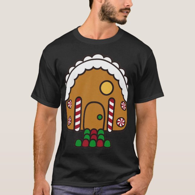 Camisa de Natal Casa de Pão de Mel Fofa (Frente)