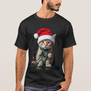 Camisa de Natal com Decote em V Gato Siames