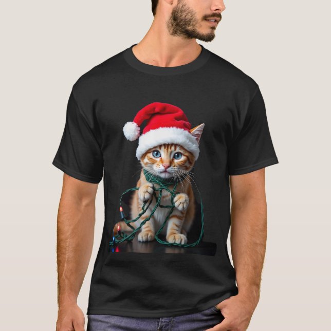 Camisa de Natal com Decote em V Gato Siames (Frente)